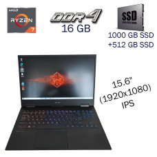 Ігровий ноутбук HP Omen 15-en1013ex / 15.6" (1920x1080) IPS / AMD Ryzen 7 5800H (8 (16) ядер по 3.2 - 4.4 GHz) / 16 GB DDR4 / 1000 GB SSD+512 GB SSD / nVidia GeForce RTX 3060, 6 GB GDDR6, 192-bit / WebCam б/в