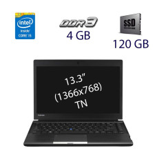 Ноутбук Toshiba Portege R30-a-11j / 13.3" (1366x768) TN / Intel Core i5-4300M (2 (4) ядра по 2.6 - 3.3 GHz) / 4 GB DDR3 / 120 GB SSD / DVD-RW / WebCam б/в