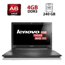 Ноутбук Lenovo G50-45 / 15.6" (1366x768) TN / AMD A6-6310 (4 ядра по 1.8 - 2.4 GHz) / 4 GB DDR3 / 240 GB SSD / AMD Radeon R4 Graphics / WebCam б/в