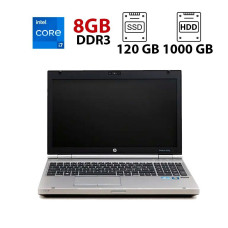 Ноутбук Б клас HP EliteBook 8570p / 15.6" (1366x768) TN / Intel Core I7-2740QM (4 (8) ядра по 2.3 GHz) / 8 GB DDR3 / 120 GB SSD + 1000 GB HDD / Intel HD Graphics 3000 / WebCam б/в