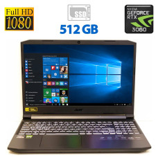 Ігровий ноутбук Acer Nitro 5 AN515-45-R6XD / 15.6" IPS / AMD Ryzen 5 5600H (6(12) ядер по 3.3-4.2GHz) / 8GB DDR4 / 512GB SSD / GeForce RTX 3060, 6GB GDDR6, 192bit / WebCam / HDMI б/в
