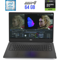 Мобільна робоча станція Dell Precision 7750 / 17.3" (1920x1080) IPS / Intel Xeon W-10855M (6 (12) ядер по 2.8 - 5.1 GHz) / 64 GB DDR4 / 512 GB SSD M.2 NEW / nVidia Quadro RTX 4000, 6 GB GDDR6, 256-bit / WebCam / HDMI / miniDP б/в