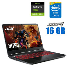 Ігровий ноутбук Acer Nitro 5 AN517-54-50V7 / 17.3" (1920x1080) IPS / Intel Core i5-11400H (6 (12) ядер по 2.7 - 4.5 GHz) / 16 GB DDR4 / 480 GB SSD / nVidia GeForce RTX 3050 Ti, 4 GB GDDR6, 128-bit / WebCam б/в