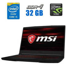 Ігровий ноутбук MSI GF63 Thin 10UE-289NEU / 15.6" IPS / Core i5-10500H (6(12) ядра по 2.5-4.5GHz) / 32GB DDR4 / 480GB SSD / GeForce RTX 3060, 6GB GDDR6, 192-bit / WebCam б/в