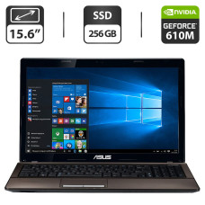 Ноутбук Asus K53S / 15.6" (1366x768) TN / Intel Core i5-2450M (2 (4) ядра по 2.5 - 3.1 GHz) / 8 GB DDR3 / 256 GB SSD / nVidia GeForce 610M, 2 GB GDDR3, 64-bit / WebCam / VGA б/в