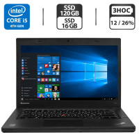 Ноутбук Б-клас Lenovo ThinkPad T440 / 14" TN / Core i5-4300U (2(4) ядра по 1.9-2.9GHz) / 4GB DDR3 / 120GB SSD + 16GB SSD / HD Graphics 4400 б/в