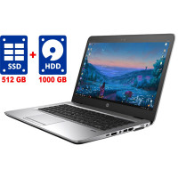 Ультрабук HP EliteBook 840 G3 / 14" (1920x1080) IPS / Intel Core i5-6200U (2 (4) ядра по 2.3 - 2.8 GHz) / 8 GB DDR4 / 512 GB SSD + 1000 GB HDD / Intel HD Graphics 520 / WebCam / Win 10 Pro б/в