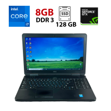 Ноутбук Б-клас Dell Latitude E5540 / 14" (1366х768) TN / Intel Core i7-4600U (2 (4) ядра по 2.1 - 3.3 GHz) / 8 GB DDR3 / 128 GB SSD + 500 GB SSD / nVidia GeForce GT 720M, 2 GB GDDR3, 64-bit / WebCam б/в
