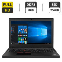 Ноутбук Lenovo ThinkPad T560 / 15.6" (1920x1080) IPS / Intel Core i5-6300U (2 (4) ядра по 2.4 - 3.0 GHz) / 8 GB DDR3 / 240 GB SSD / Intel HD Graphics 520 / WebCam / Посилена АКБ б/в