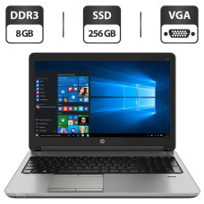 Ноутбук HP ProBook 650 G1 / 15.6" (1366x768) TN / Intel Core i5-4210M (2 (4) ядра по 2.6 - 3.2 GHz) / 8 GB DDR3 / 256 GB SSD / Intel HD Graphics 4600 / WebCam / VGA б/в
