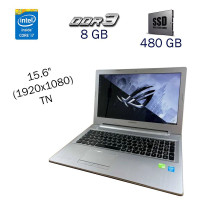 Ноутбук Б класс Lenovo Z50-70 / 15.6" TN / Intel Core i7-4510U (2(4) ядра по 2-3.1 GHz) / 8GB DDR3 / 480GB SSD / HD Graphics 4400 / WebCam / Win 10 PRO Lic б/в