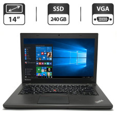 Ультрабук Lenovo ThinkPad T440 / 14" TN / Core i5-4300U (2(4) ядра по 1.9-2.9 GHz) / 4GB DDR3 / 240GB SSD / HD Graphics 4400 / WebCam / VGA б/в