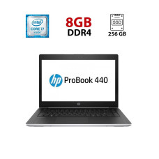 Ультрабук Б-клас HP ProBook 440 G5 / 14" (1920x1080) IPS / Intel Core i7-8550U (4 (8) ядра по 1.8 - 4.0 GHz) / 8 GB DDR4 / 256 GB SSD / Intel UHD Graphics 620 / WebCam / Win 11 б/в