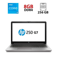 Ноутбук Б-клас HP 250 G7 / 15.6" (1366x768) TN / Intel Core i5-8265U (4 (8) ядра по 1.6 - 3.9 GHz) / 8 GB DDR4 / 256 GB SSD / Intel UHD Graphics 620 / WebCam б/в