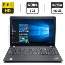Ноутбук Б-клас Lenovo ThinkPad E570 / 15.6" (1920x1080) TN / Intel Core i5-7200U (2 (4) ядра по 2.5 - 3.1 GHz) / 8 GB DDR4 / 480 GB SSD NEW / Intel HD Graphics 620 / WebCam / HDMI / Windows 10 Pro б/в