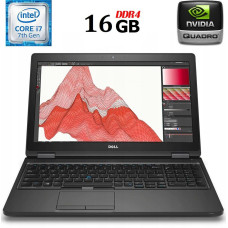 Робоча станція Б-клас Dell Precision 3520 / 15.6" PS / Intel Core i7-7820HQ (4(8) ядра по 2.9-3.9GHz) / 16GB DDR4 / 256GB SSD / Quadro M620, 2GB GDDR5, 128-bit / WebCam / HDMI / Win 10 б/в
