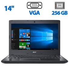 Ноутбук Б-клас Acer TravelMate P249-M / 14" (1366x768) TN / Intel Core i3-6100U (2 (4) ядра по 2.3 GHz) / 4 GB DDR4 / 256 GB SSD M.2 / Intel HD Graphics 520 / WebCam / VGA б/в