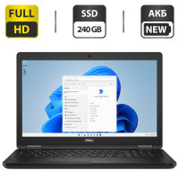 Ультрабук Б-клас Dell Latitude 5590 / 15.6" (1920x1080) IPS / Intel Core i5-8350U (4 (8) ядра по 1.7 - 3.6 GHz) / 16 GB DDR4 / 240 GB SSD / Intel UHD Graphics 620 / WebCam / HDMI / АКБ NEW б/в