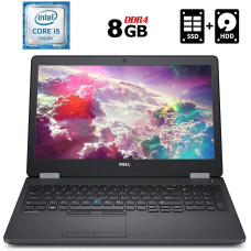 Ноутбук Б-клас Dell Latitude E5570 / 15.6" TN / Intel Core i5-6440HQ (4 ядра по 2.6-3.5 GHz) / 8GB DDR4 / 128GB SSD + 500GB HDD / HD Graphics 530 / WebCam / HDMI / Win 10 б/в