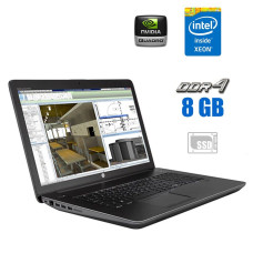 Мобільна робоча станція HP ZBook 17 G3 / 17.3" (1920x1080) IPS / Intel Xeon E3-1535M v5 (4 (8) ядра по 2.9 - 3.8 GHz) / 16 GB DDR4 / 512 GB SSD / nVidia Quadro M3000M, 4 GB GDDR5, 256-bit / WebCam / FingerPrint / Windows 10 Pro б/в