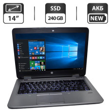 Ноутбук HP ProBook 645 G3 / 14" (1366x768) TN / AMD A10-8730B (4 ядра по 2.4 - 3.3 GHz) / 8 GB DDR4 / 240 GB SSD / AMD Radeon R5 Graphics / WebCam / АКБ NEW / Windows 10 Pro б/в
