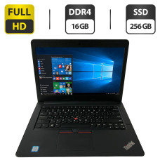 Ноутбук Б-клас Lenovo ThinkPad E470 / 14" (1920x1080) IPS / Intel Core i5-7200U (2 (4) ядра по 2.5 - 3.1 GHz) / 16 GB DDR4 / 256 GB SSD / Intel HD Graphics 620 / WebCam / HDMI б/в