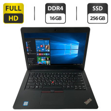 Ноутбук Б-клас Lenovo ThinkPad E470 / 14" (1920x1080) IPS / Intel Core i5-7200U (2 (4) ядра по 2.5 - 3.1 GHz) / 16 GB DDR4 / 256 GB SSD / Intel HD Graphics 620 / WebCam б/в