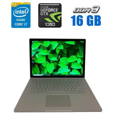 Ігровий ноутбук Microsoft Surface Book 2 / 15" (3240x2160) IPS Touch / Intel Core i7-8650U (4 (8) ядра по 1.9 - 4.2 GHz) / 16 GB DDR3 / 512 GB SSD M.2 / nVidia GeForce GTX 1060, 6 GB GDDR5, 192-bit / WebCam б/в