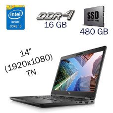 Ультрабук Б клас Dell Latitude 5490 / 14" (1920x1080) TN / Intel Core i5-8250U (4 (8) ядра по 1.6 - 3.4 GHz) / 16 GB DDR4 / 480 GB SSD / Intel UHD Graphics 620 / WebCam б/в