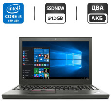 Ноутбук Lenovo ThinkPad T550 / 15.6" TN / Core i5-5200U (2(4) ядра по 2.2-2.7 GHz) / 8GB DDR3 / 512GB SSD NEW / HD Graphics 5500 / WebCam / Win 10 Pro б/в
