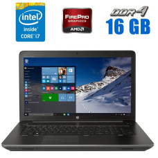 Мобільна робоча станція HP ZBook 17 G3 / 17.3" (1600x900) TN / Intel Core i7-6700HQ (4 (8) ядра по 2.6 - 3.5 GHz) / 16 GB DDR4 / 240 GB SSD / AMD FirePro W6150M, 4 GB GDDR5, 128-bit / WebCam б/в