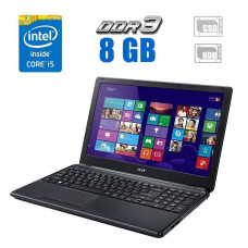 Ноутбук Acer Aspire E1-572G / 15.6" (1920x1080) TN / Intel Core i5-4200U (2 (4) ядра по 1.6 - 2.6 GHz) / 8 GB DDR3 / 256 GB SSD + 500 GB HDD / Intel HD Graphics 4400 / WebCam / АКБ NEW б/в