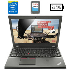 Ноутбук Lenovo ThinkPad T550 / 15.6" TN / Core i7-5600U (2(4) ядра по 2.6-3.2 GHz) / 8GB DDR3 / 256GB SSD / HD Graphics 5500 / WebCam / miniDP / Дві батареї б/в