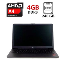 Ноутбук HP 15-db0521ng / 15.6" (1366x768) TN / AMD A4-9125 (2 ядра по 2.3 - 2.6 GHz) / 4 GB DDR3 / 240 GB SSD / AMD Radeon R3 Graphics / WebCam б/в