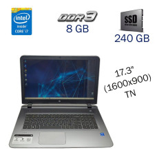 Ноутбук Б-клас HP Pavilion 17-g015dx / 17.3" (1600x900) TN / Intel Core i7-5500U (2 (4) ядра по 2.4-3 GHz) / 8 GB DDR3 / 240 GB SSD / HD Graphics 5500 / WebCam / Win 10 б/в