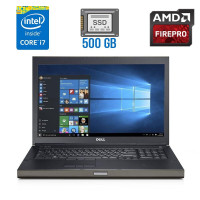 Робоча станція Б-класс Dell Precision M6800 / 17.3" IPS / Core i7-4800MQ (4(8) ядра по 2.7-3.7 GHz) / 16GB DDR3 / 500GB SSD / FirePro M6100, 2GB GDDR5, 128-bit / DVD-RW / HDMI / DisplayPort б/в
