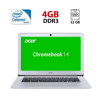 Ультрабук Acer ChromeBook CB3-431 / 14" (1920x1080) TN / Intel Celeron N3160 (4 ядра по 1.6 - 2.24 GHz) / 4 GB DDR3 / 32 GB eMMC / Intel HD Graphics 400 / WebCam / ChromeOS б/в