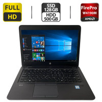 Ноутбук HP ZBook 14u G4 / 14" (1920x1080) TN / Intel Core i5-7200U (2 (4) ядра по 2.5 - 3.1 GHz) / 16 GB DDR4 / 128 GB SSD + 500 GB HDD / AMD FirePro W4190M, 2 GB GDDR5, 128-bit / WebCam б/в