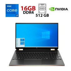 Ігровий ноутбук Б-клас HP Spectre x360 15-ch0xx / 15.6" (3840x2160) IPS Touch / Intel Core i7-8550U (4 (8) ядра по 1.8 - 4.0 GHz) / 16 GB DDR4 / 512 GB SSD / nVidia GeForce MX150, 2 GB GDDR5, 64-bit / WebCam / USB 3.0 / HDMI б/в
