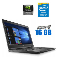 Мобільна робоча станція Б-клас Dell Precision 3520 / 15.6" (1920x1080) IPS Touch / Intel Core i7-7820HQ (4 (8) ядра по 2.9 - 3.9 GHz) / 16 GB DDR4 / 480 GB SSD / nVidia Quadro M620, 2 GB GDDR5, 128-bit / WebCam б/в