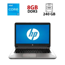Ноутбук HP ProBook 640 G1 / 14" (1366x768) TN / Intel Core i5-4200M (2 (4) ядра по 2.5 - 3.1 GHz) / 8 GB DDR3 / 240 GB SSD / Intel HD Graphics 4600 / WebCam / АКБ не тримає б/в