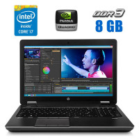 Мобільна робоча станція Б-клас HP ZBook 15 / 15.6" (1920x1080) TN / Intel Core i7-4700HQ (4 (8) ядра по 2.4 - 3.4 GHz) / 8 GB DDR3 / 256 GB SSD / nVidia Quadro K610M, 1 GB GDDR5, 64-bit / WebCam / DVD-ROM б/в
