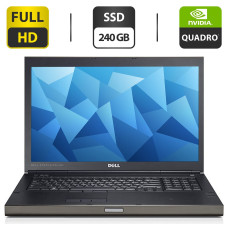 Мобільна робоча станція Б-клас Dell Precision M6800 / 17.3" (1920x1080) IPS / Intel Core i7-4910MQ (4 (8) ядра по 2.9 - 3.9 GHz) / 32 GB DDR3 / 240 GB SSD / nVidia Quadro K3100M, 4 GB GDDR5, 256-bit / DVD-ROM б/в