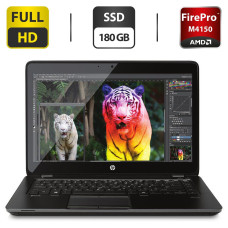 Мобільна робоча станція Б-клас HP ZBook 14 G2 / 14" (1920x1080) IPS / Intel Core i7-5600U (2 (4) ядра по 2.6 - 3.2 GHz) / 8 GB DDR3 / 180 GB SSD / AMD FirePro M4150, 1 GB GDDR5, 128-bit / VGA б/в