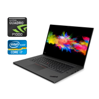Ноутбук робоча станція Lenovo ThinkPad P1 / 15.6" (1920x1080) IPS / Intel Core i7-8850H (6 (12) ядер по 2.6 - 4.3 GHz) / 32 GB DDR4 / 256 GB SSD + 256 GB SSD / nVidia Quadro P1000, 4 GB GDDR5, 128-bit / WebCam / Fingerprint / Windows 10 б/в