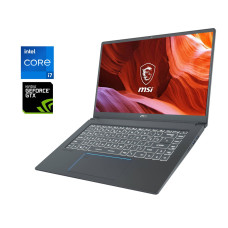 Ігровий ультрабук MSI Prestige 15 A11SCX / 15.6" (1920x1080) IPS / Intel Core i7-1185G7 (4 (8) ядра по 3.0 - 4.8 GHz) / 16 GB DDR4 / 512 GB SSD / nVidia GeForce GTX 1650 Max-Q, 4 GB GDDR5, 128-bit / WebCam / Win 11 Home б/в