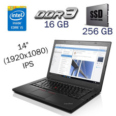 Ультрабук Lenovo ThinkPad T460 / 14" (1920x1080) IPS / Intel Core i5-6300U (2 (4) ядра по 2.4 - 3.0 GHz) / 16 GB DDR3 / 256 GB SSD / Intel HD Graphics 520 / WebCam б/в