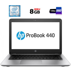 Ноутбук Б-клас HP ProBook 440 G4 / 14" TN / Core i7-7500U (2(4) ядра по 2.7-3.5GHz) / 8GB DDR4 / 128GB SSD / HD Graphics 620 / WebCam б/в