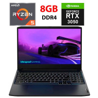 Ігровий ноутбук Lenovo IdeaPad Gaming 3 / 15.6" (1920x1080) IPS / AMD Ryzen 5 5600H (6 (12) ядер по 3.3 - 4.2 GHz) / 8 GB DDR4 / 512 GB SSD / nVidia GeForce RTX 3050, 4 GB GDDR6, 128-bit / WebCam б/в