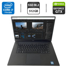 Мобільна робоча станція Б-клас Dell XPS 15 9560 / 15.6" (1920x1080) IPS / Intel Core i7-7700HQ (4 (8) ядра по 2.8 - 3.8 GHz) / 16 GB DDR4 / 512 GB SSD M.2 / nVidia GeForce GTX 1050, 4 GB GDDR5, 128-bit / WebCam / АКБ NEW б/в